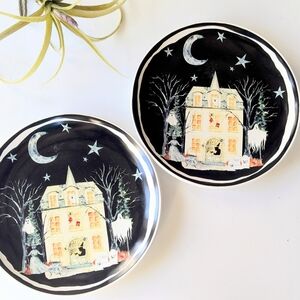Potter's Studio Halloween Haunted House Side Plates | Set of 2 | Witch & Ghost